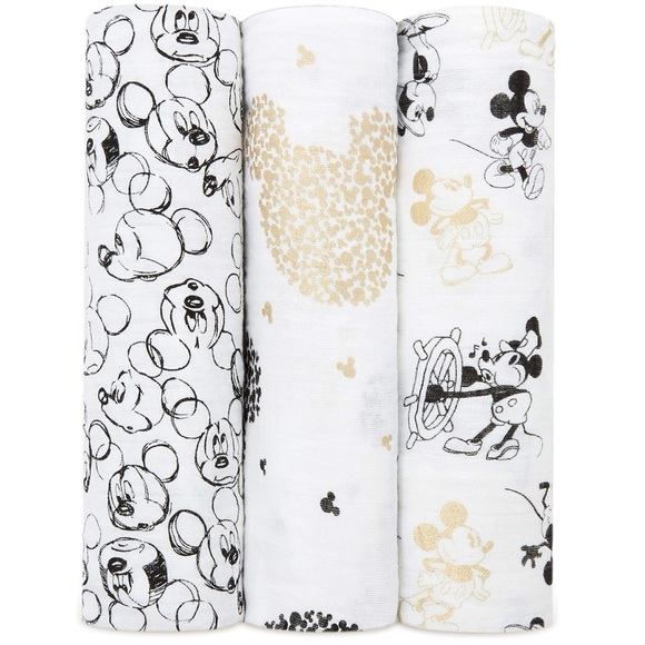 NWOT 🆕 Aden & Anais Mickey Swaddle Blanket Muslin Cloth, Mickey Sketch Art - Picture 10 of 11